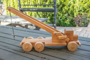 Toy wooden tow truck